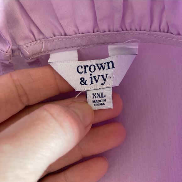 Crown & Ivy Lavender Ruffled Pullover Top, Size XXL - Picture 4 of 5